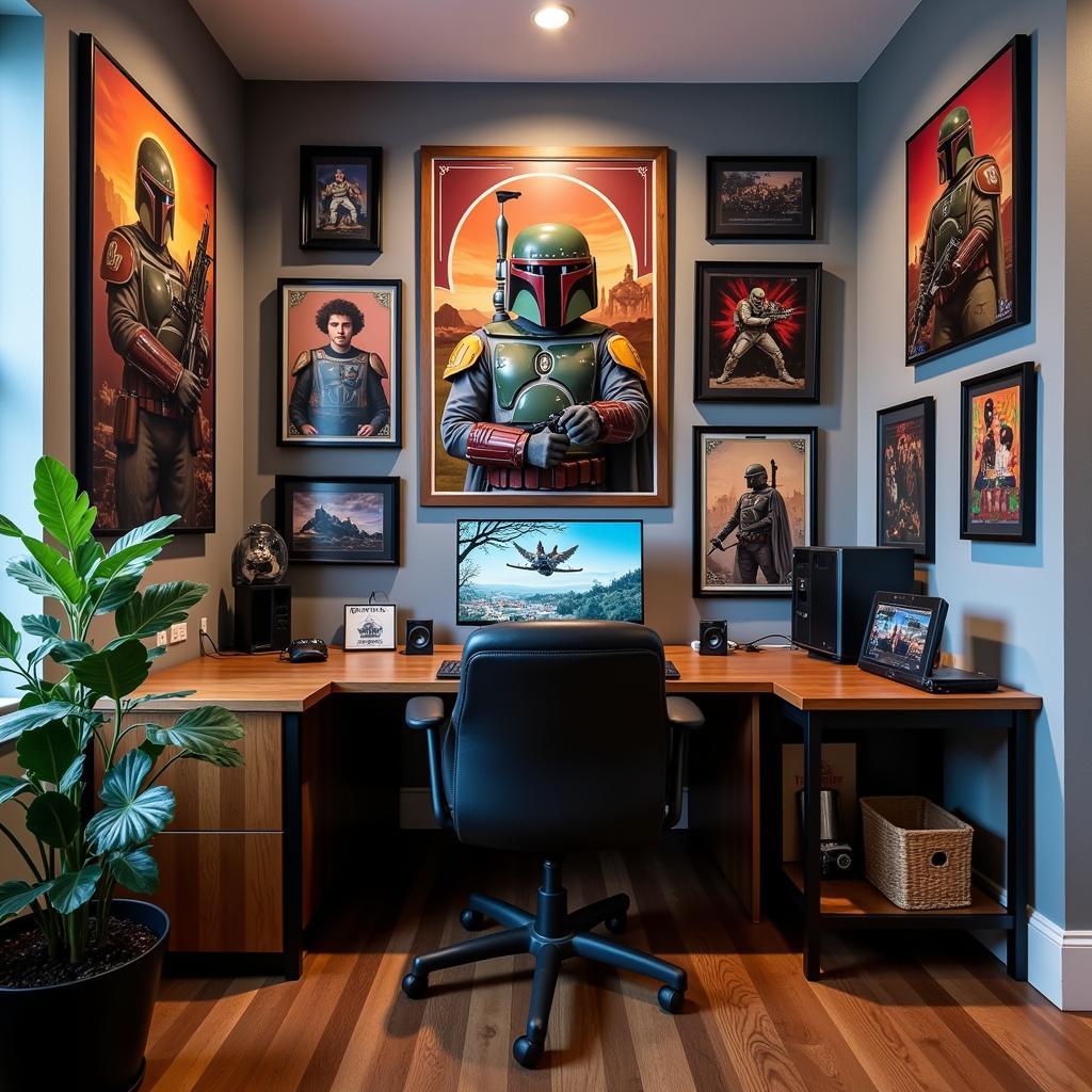 Boba Fett Wall Art in a Gaming Room