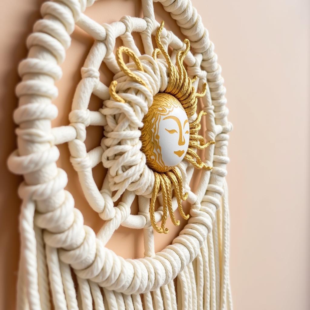 Boho sun art macrame wall hanging