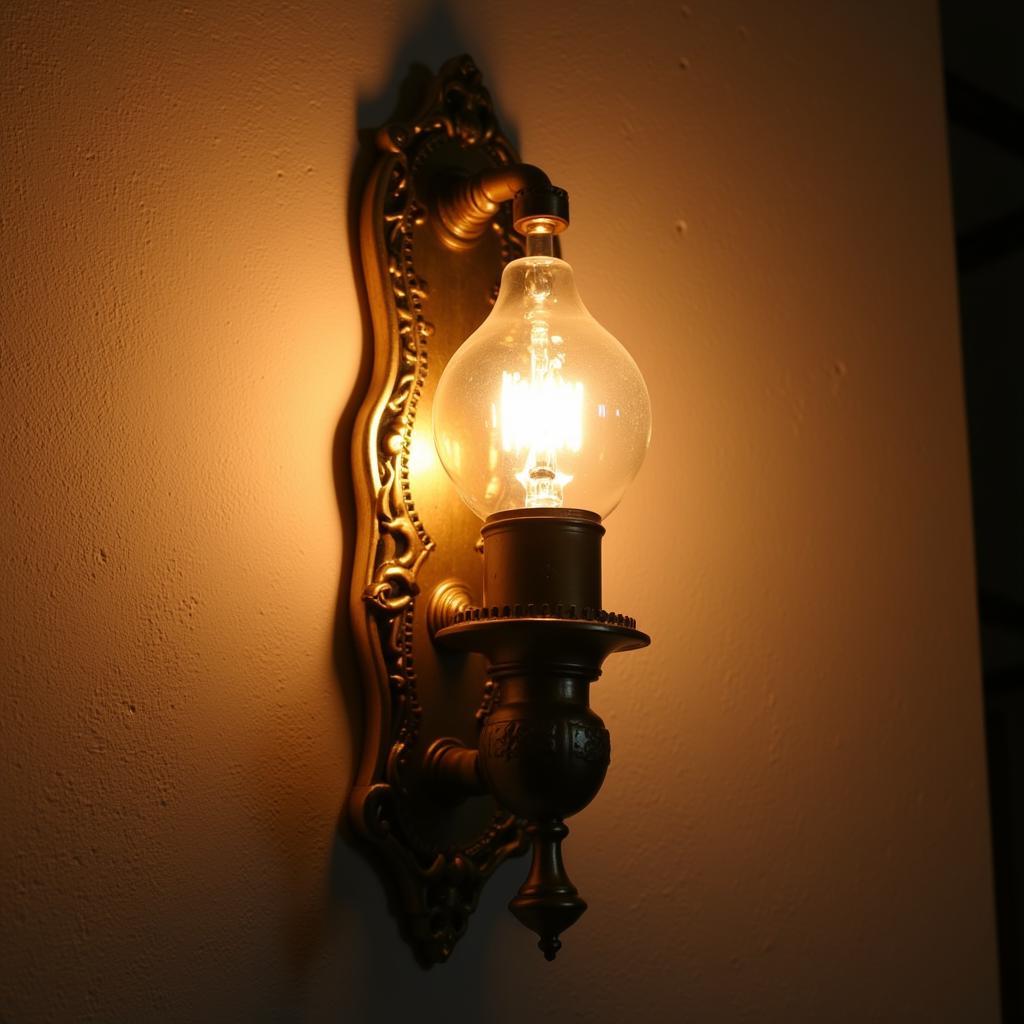 Vintage Brass Art Light Fixture