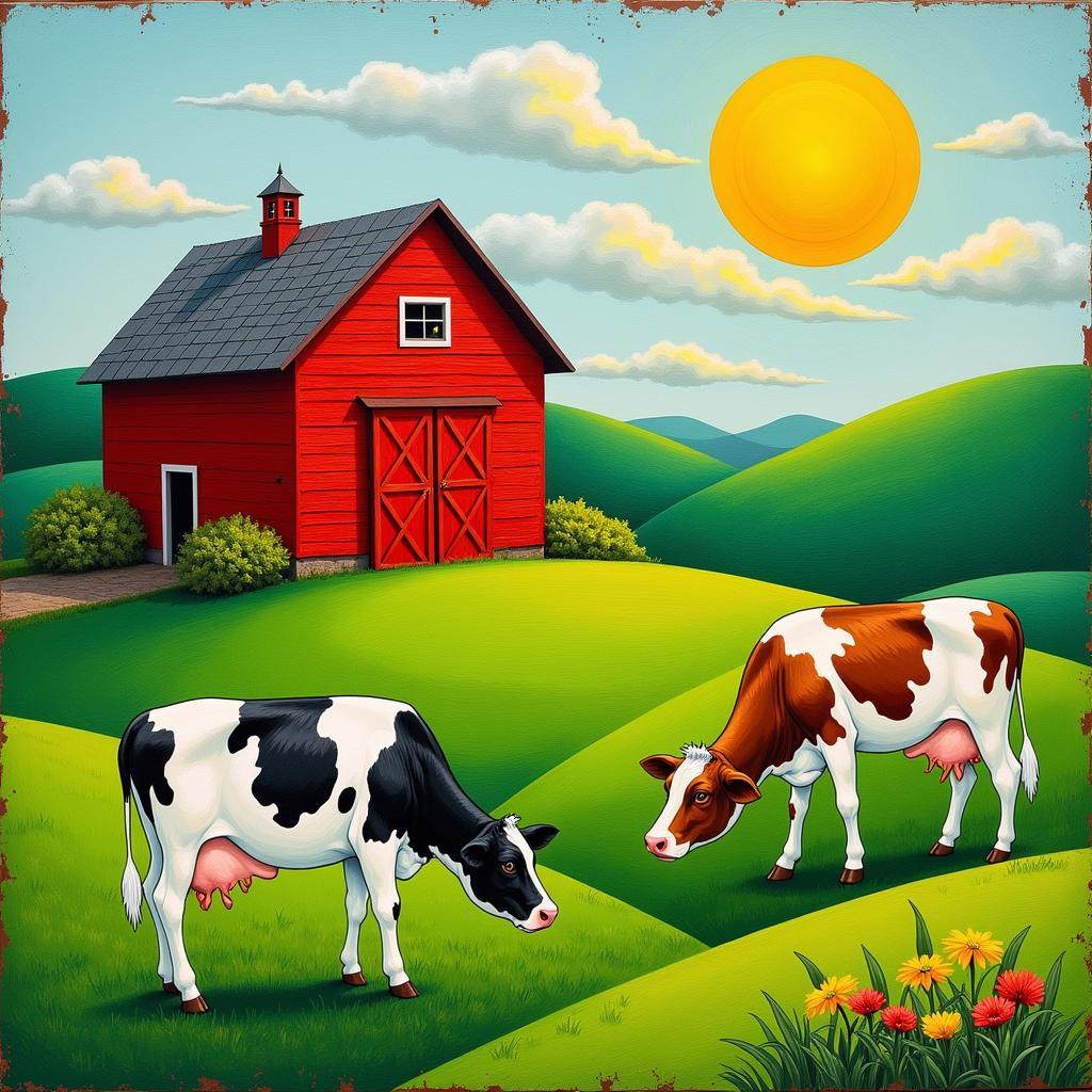 Bumpkin Art Farm Scene Depiction