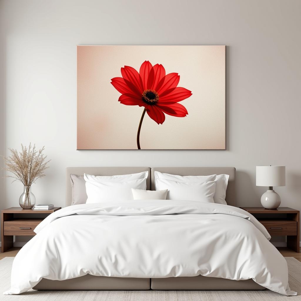 Calming Flower Art Wall Decor in Bedroom