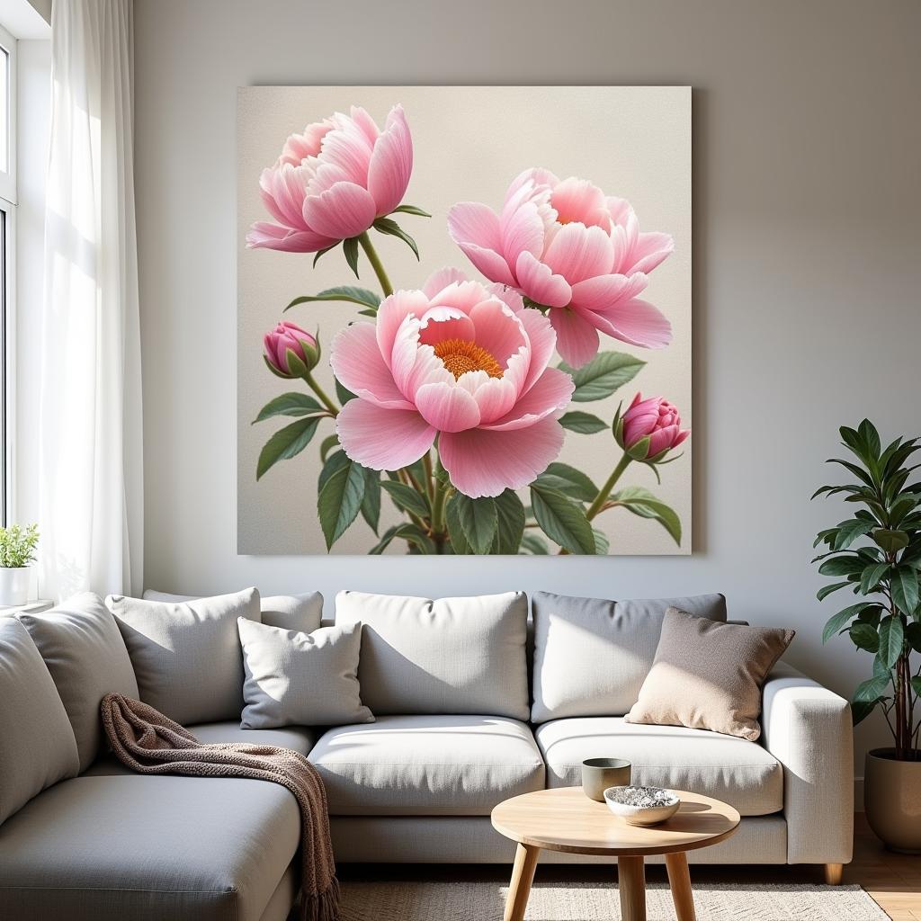 Canvas Flower Wall Art in a Living Room