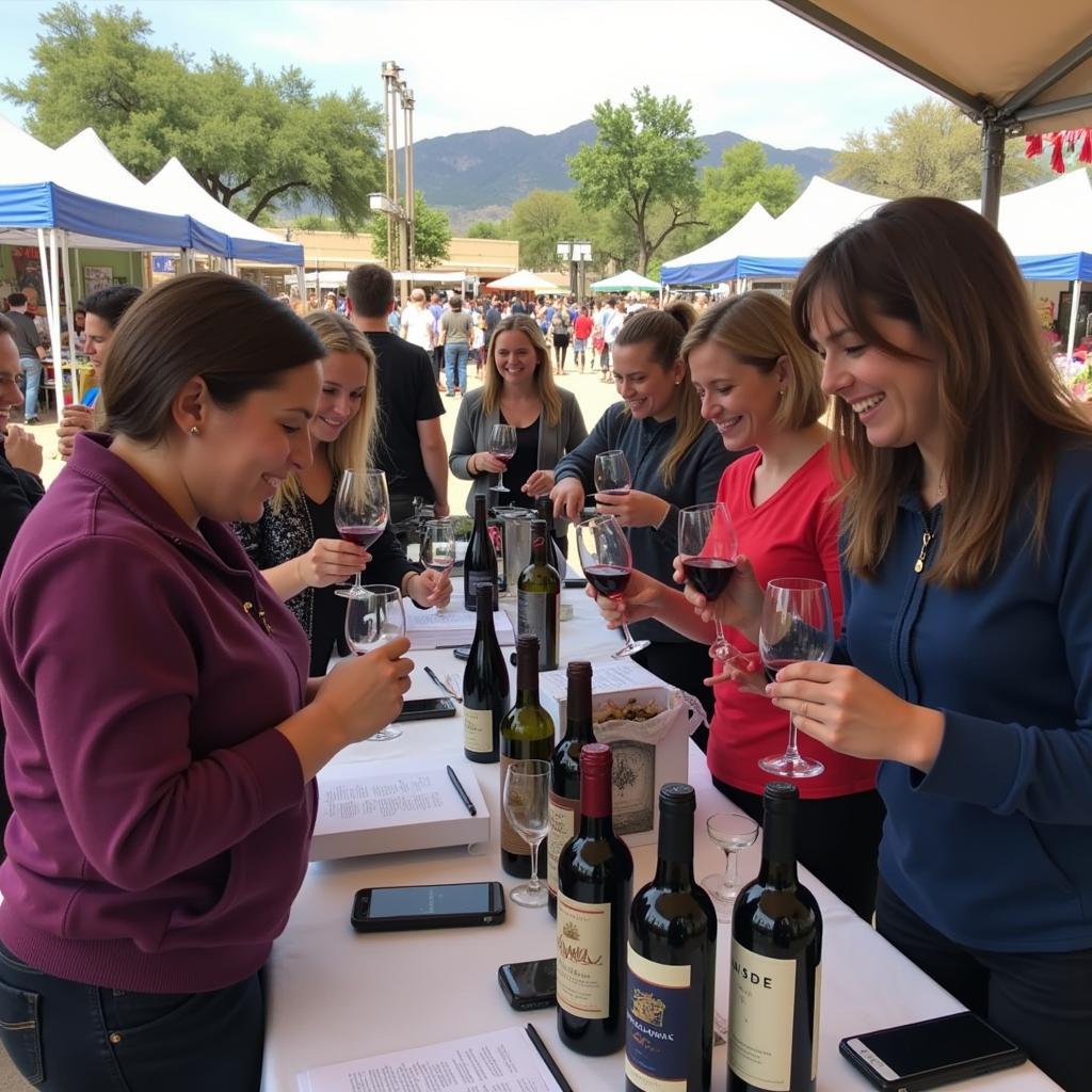 Attendees enjoying wine tasting at the Cave Creek Art and Wine Festival