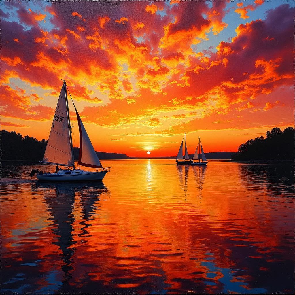 Chesapeake Bay Sunset Landscape Painting