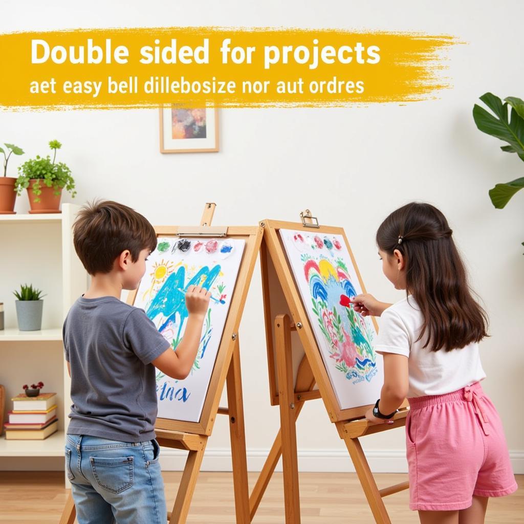 Children Using a Double Sided Art Easel