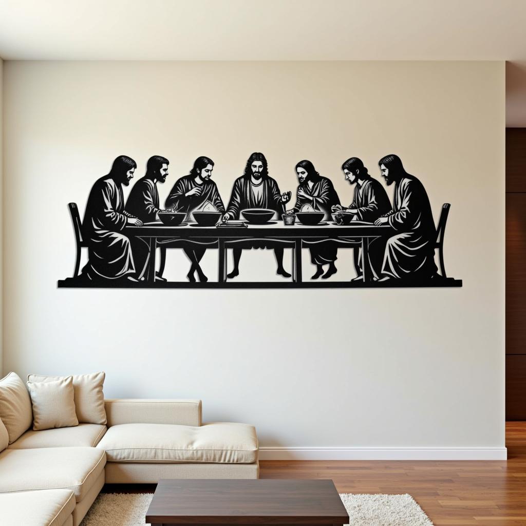 Christian metal wall art depicting the Last Supper