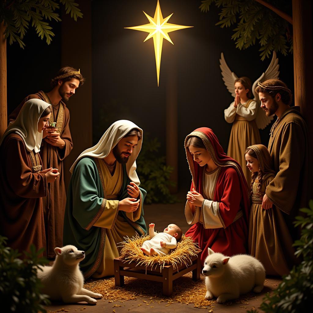 Christmas Catholic Art: A Traditional Nativity Scene