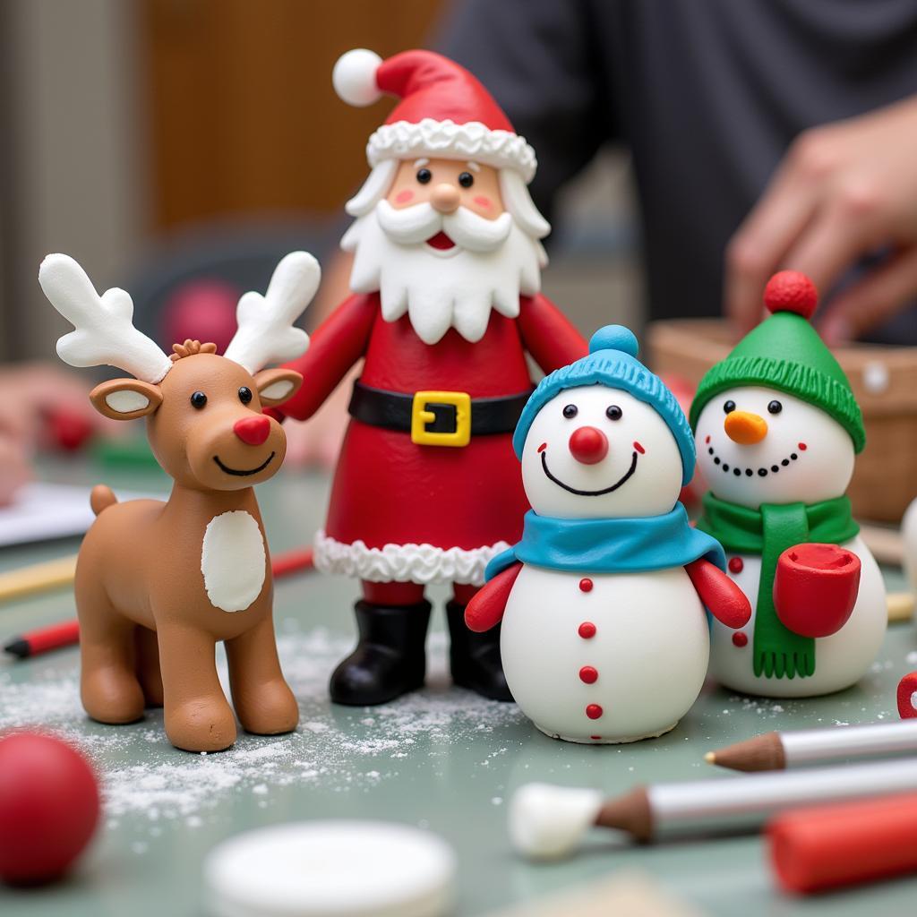 Festive Clay Christmas Sculptures Made by Middle Schoolers