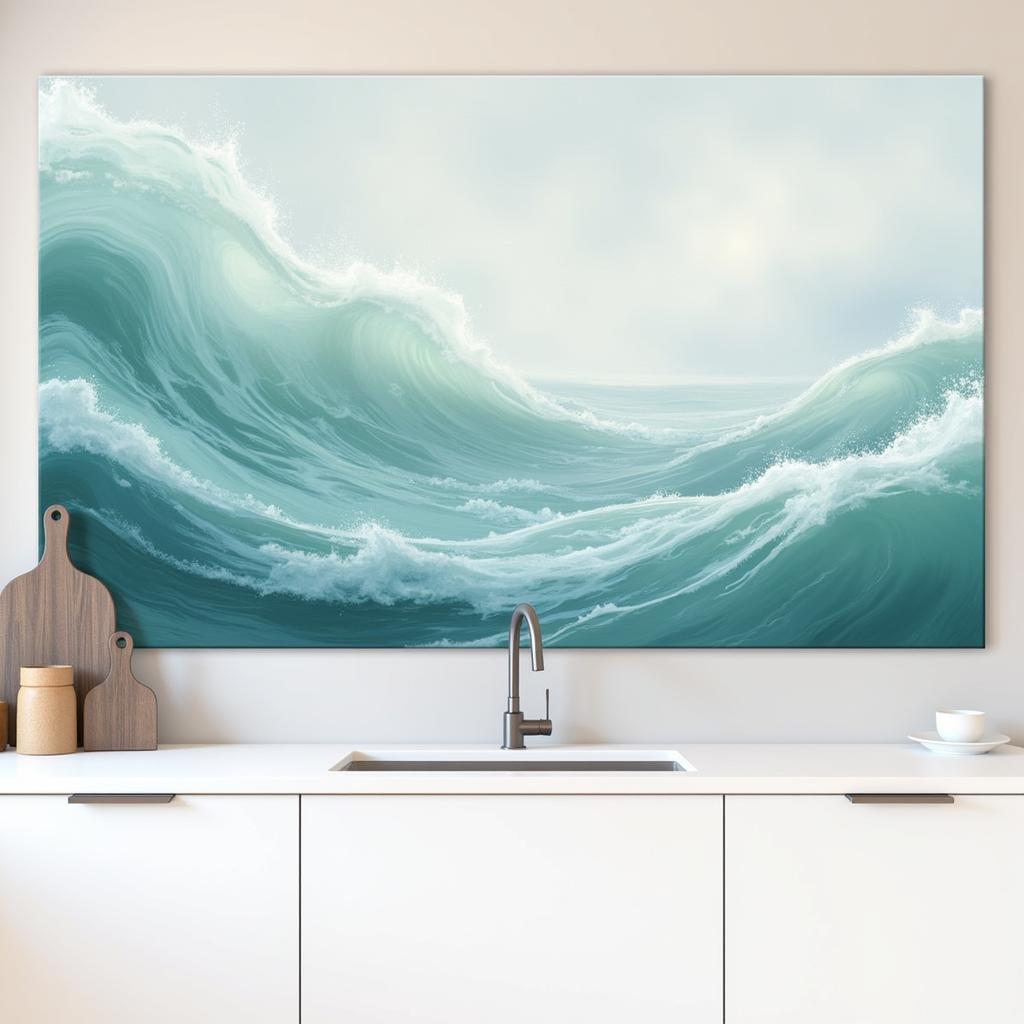 Coastal Kitchen Wall Art: Abstract Wave Pattern