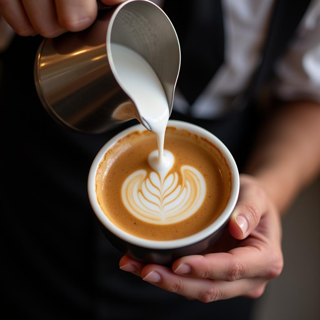 Pouring Microfoam into Espresso: Creating Latte Art