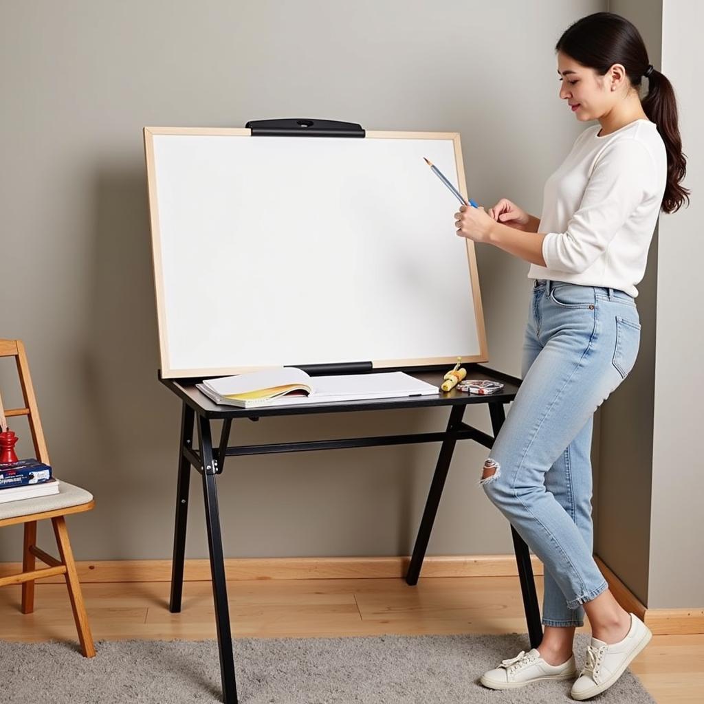 Collapsible Art Table in a Small Studio