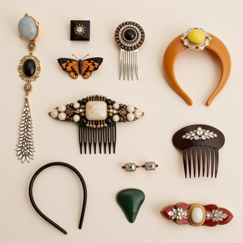 A collection of vintage Art Deco hair accessories.