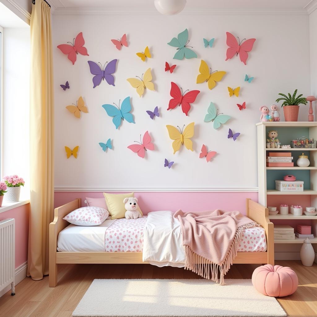 Colorful Butterfly Wall Art in a Child's Bedroom