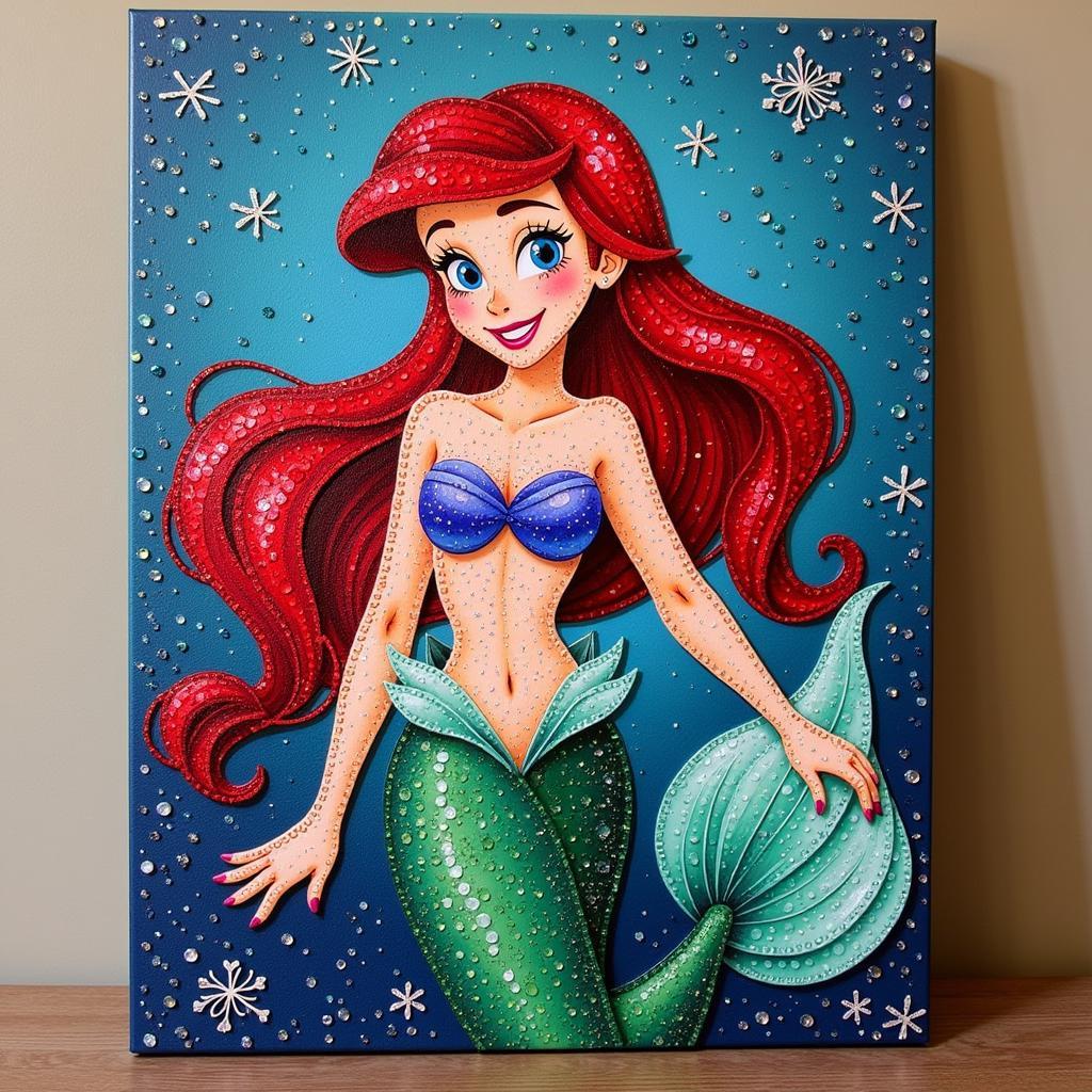 Finished Disney Gem Art canvas depicting Ariel from The Little Mermaid.