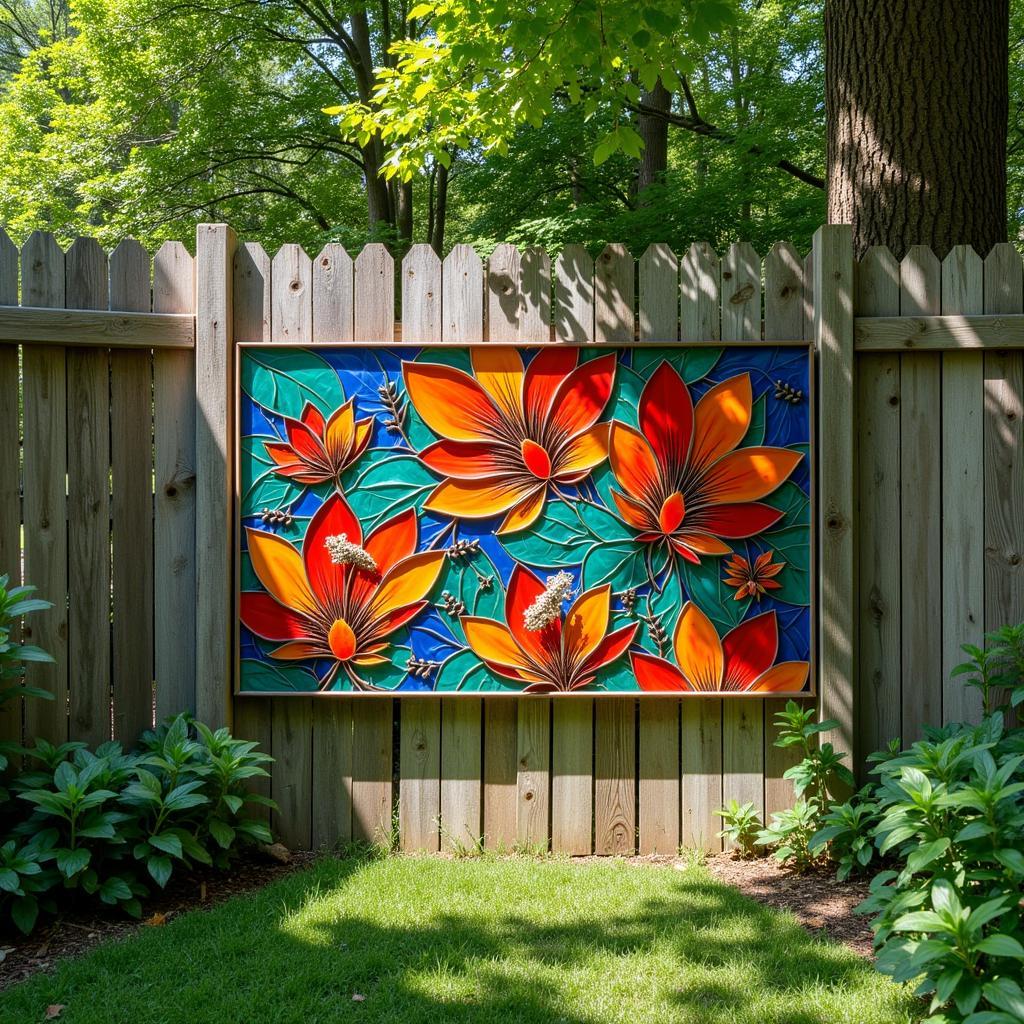 Contemporary Outdoor Metal Wall Art in a Garden Setting