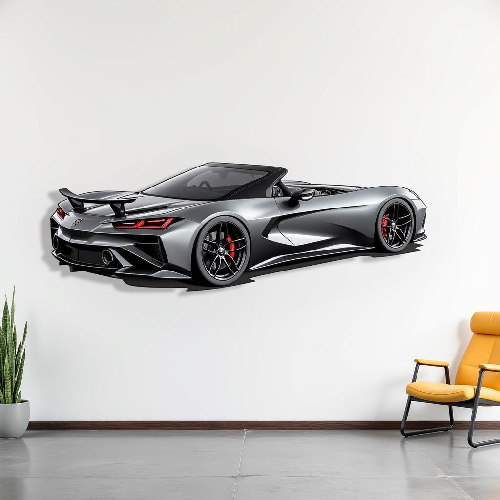 Modern C8 Corvette Metal Wall Art