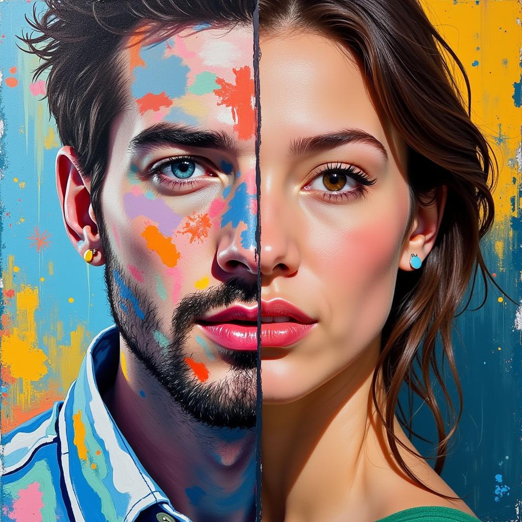 Couple Painting Abstract vs. Realistic