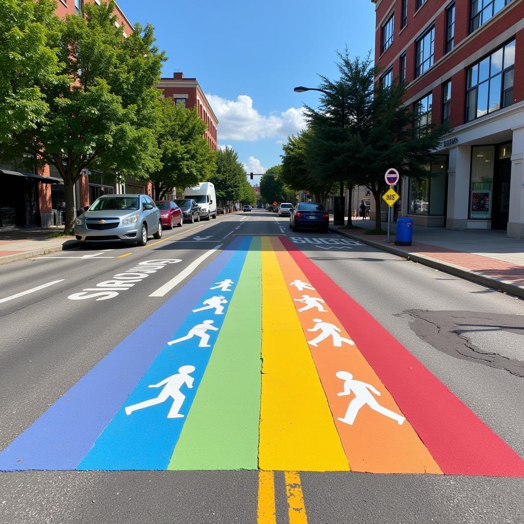 Colorful Crosswalk Art Enhancing Pedestrian Safety