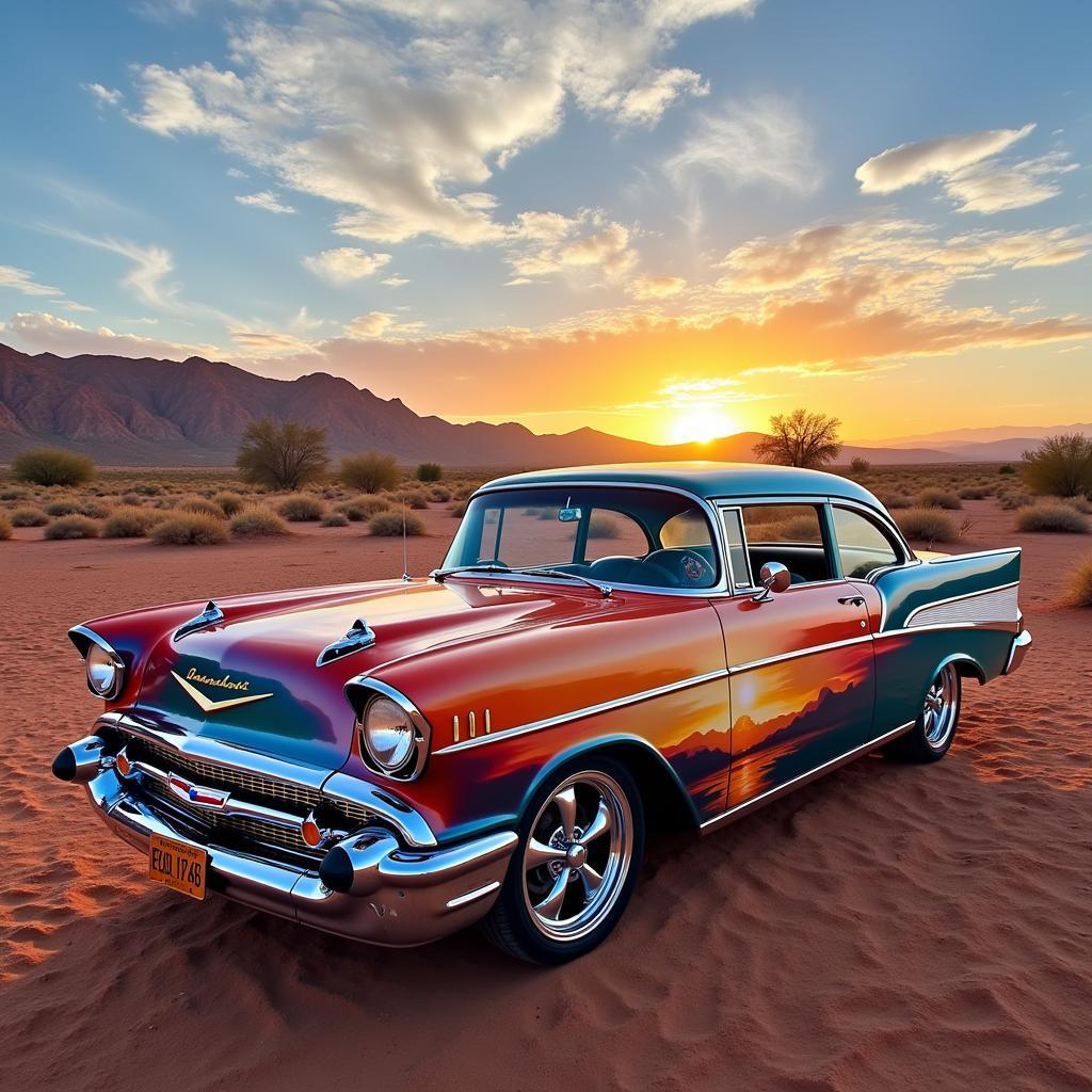 Cruising art often involves custom paint jobs on classic cars