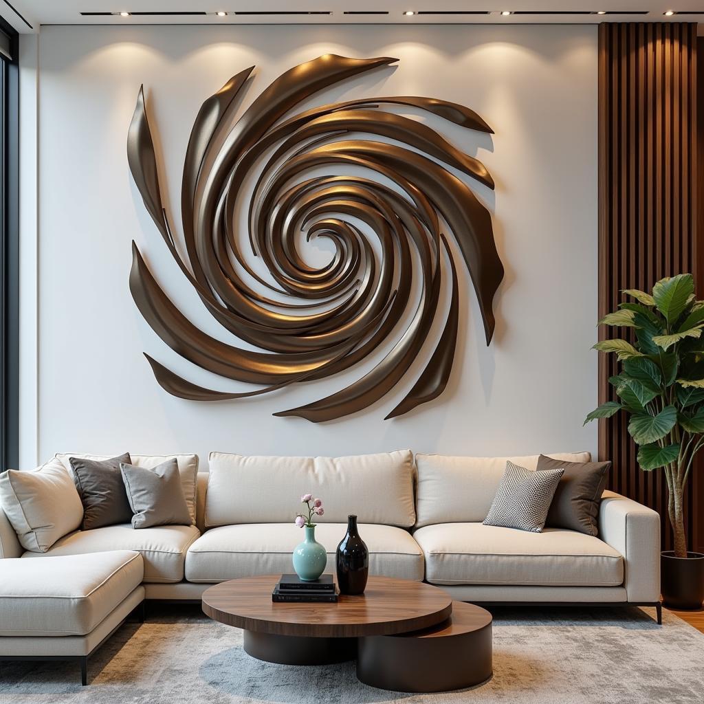 Custom 3D Metal Wall Art in a Modern Living Room