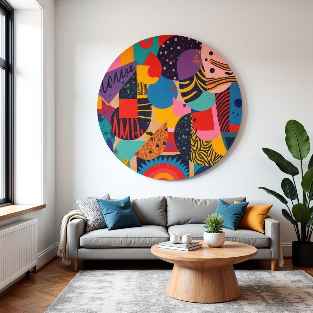 Custom Large Vinyl Wall Art in a Modern Living Room