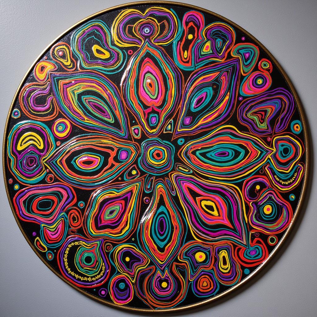 Cymatic art patterns formed by sound vibrations on a metal plate