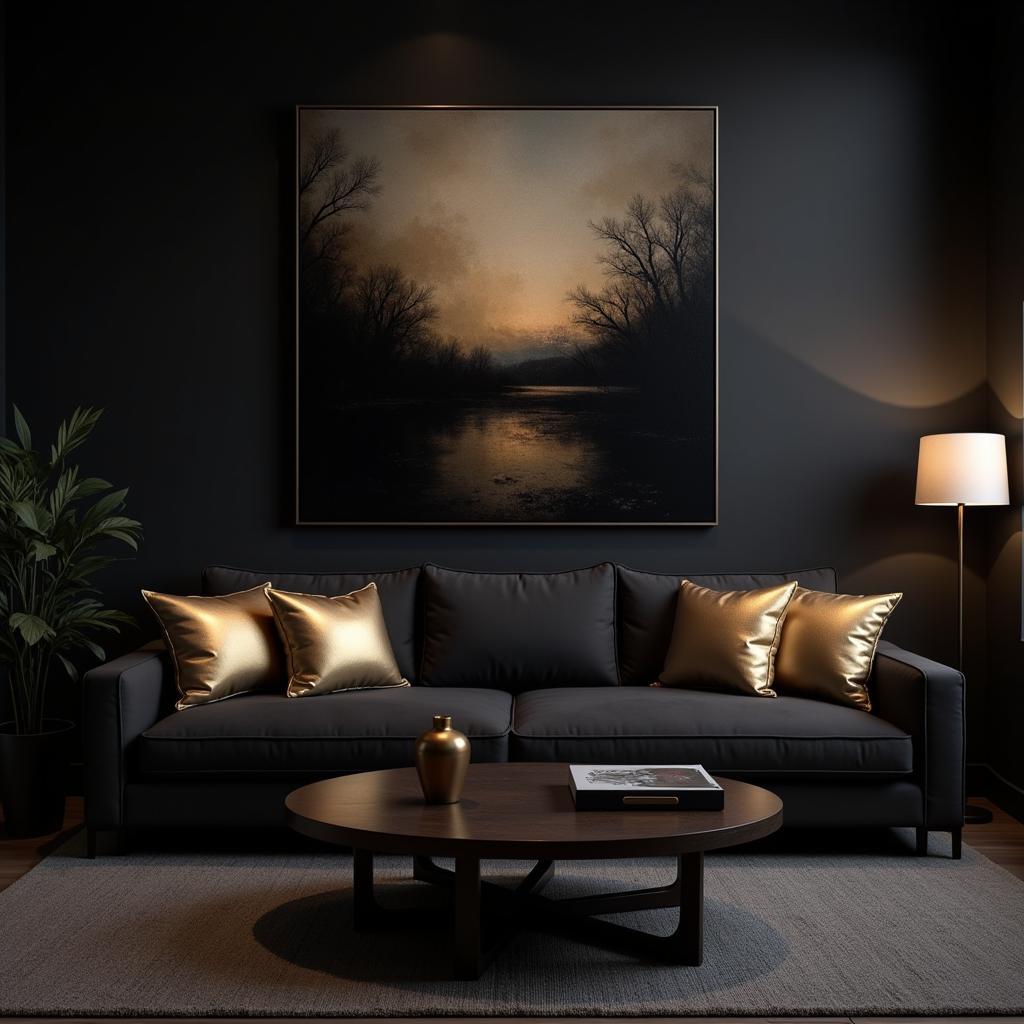 Dark Wall Art in a Living Room