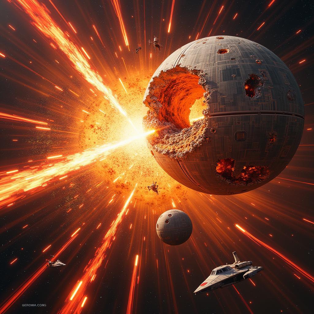 Digital Painting of the Death Star Exploding