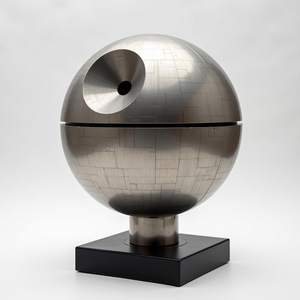 Minimalist Metal Sculpture of the Death Star