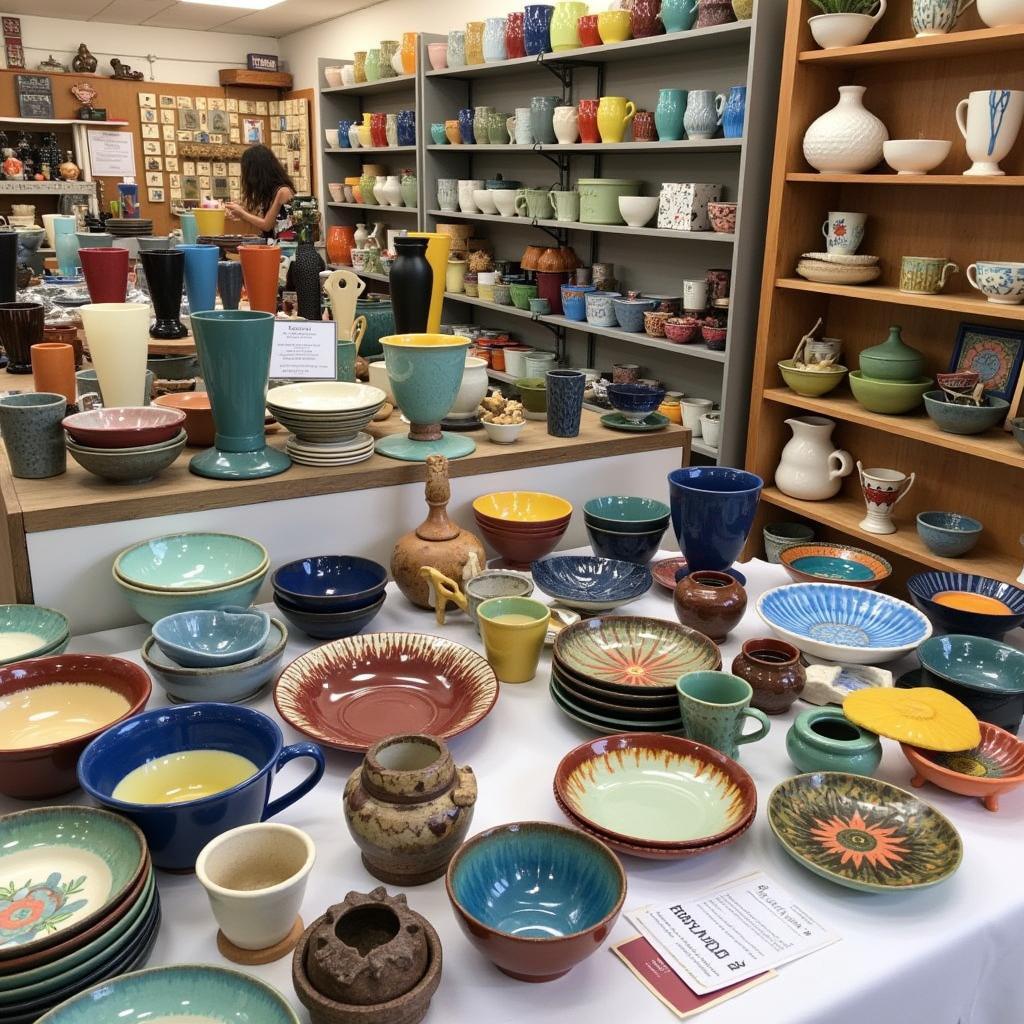 Ceramic pottery displayed at a Des Moines arts and crafts show