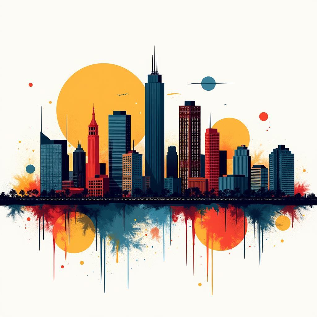 Detroit Skyline Abstract Art: Geometric Patterns