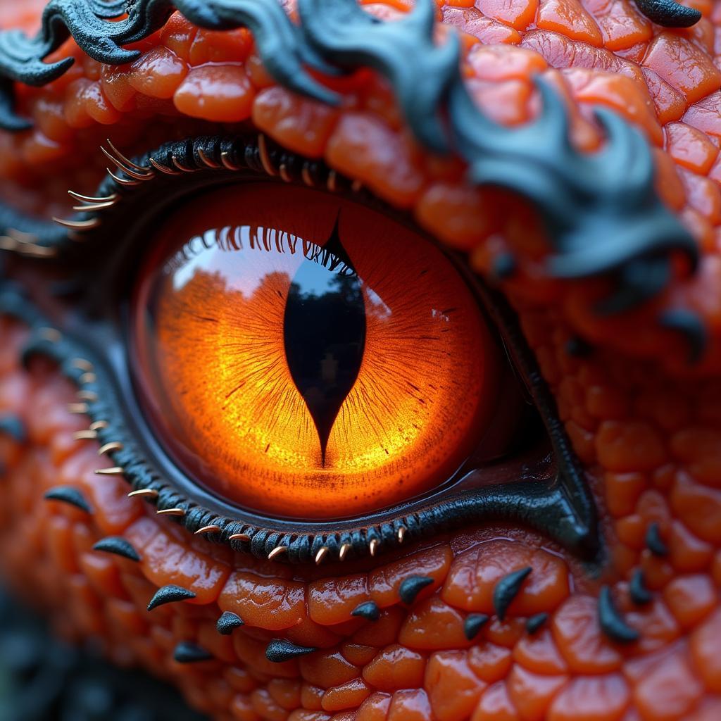 Digital Art Dragon Eye Design: A fiery dragon eye, gleaming with intricate details and radiating power.