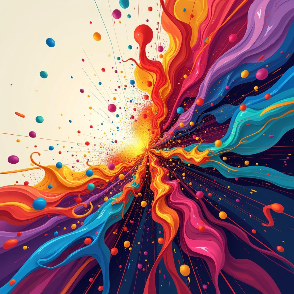 Digital art expanding beyond the limitations of traditional canvases, showcasing vibrant colors and abstract forms.