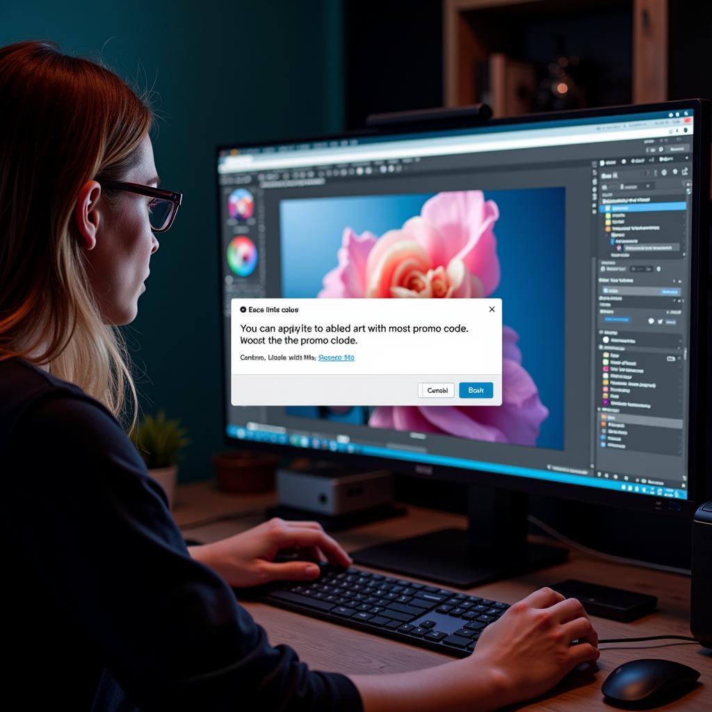 Digital Artist Working with Promo Code Applied