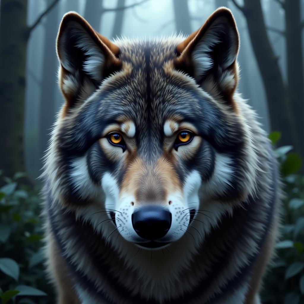 Digital Grey Wolf Portrait