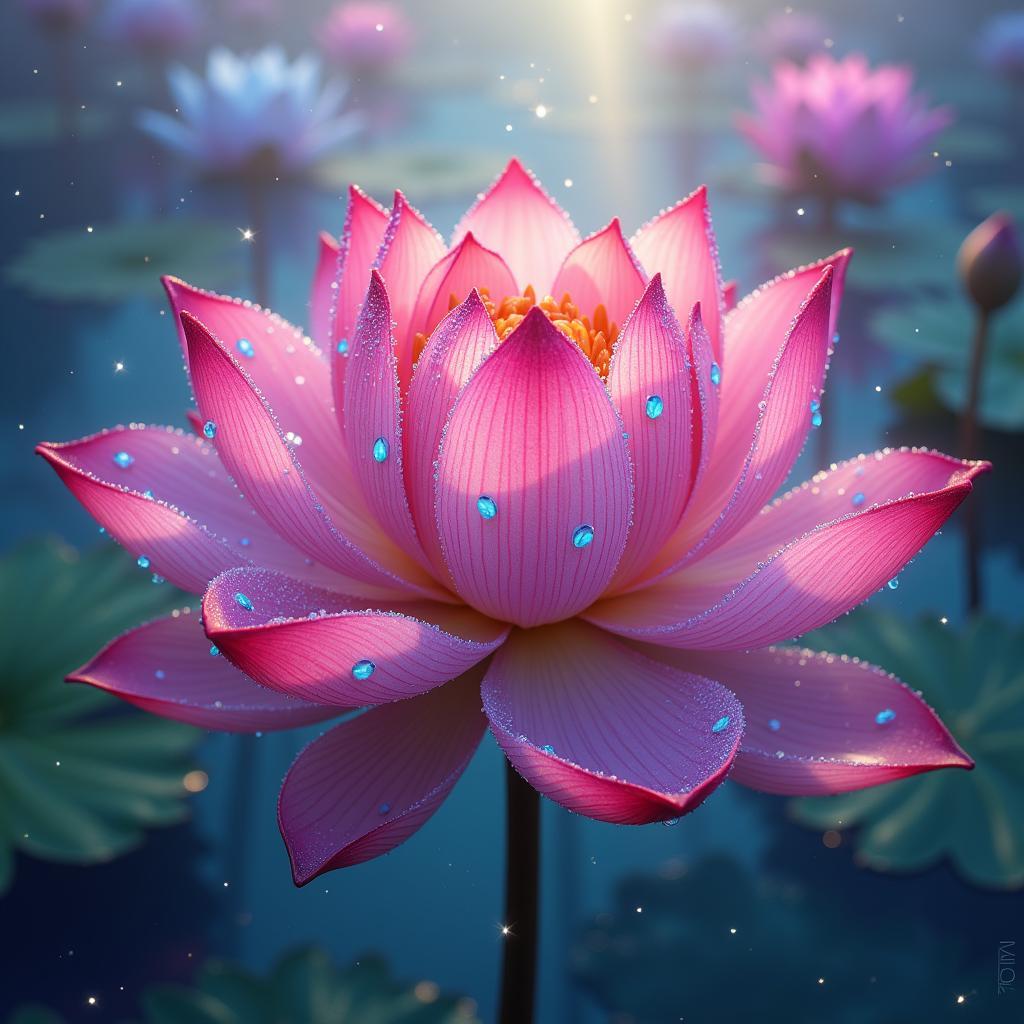 Digital Jeweled Lotus Full Art in Vibrant Colors