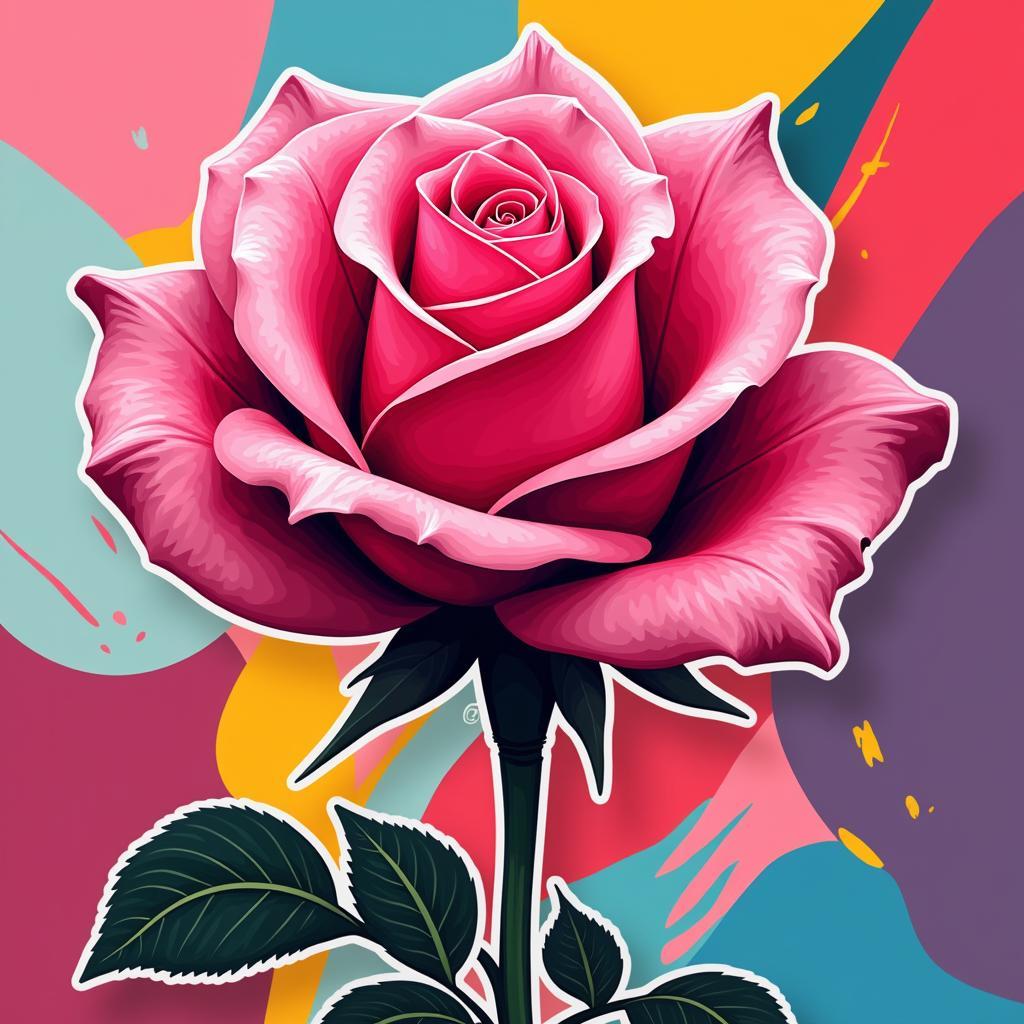 Digital Pink Rose Art with Abstract Background