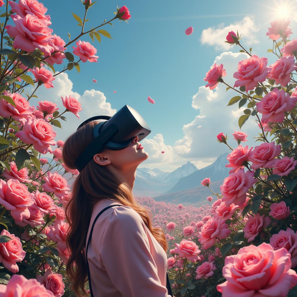 Immersive Virtual Reality Experience Featuring a Digital Rose Garden