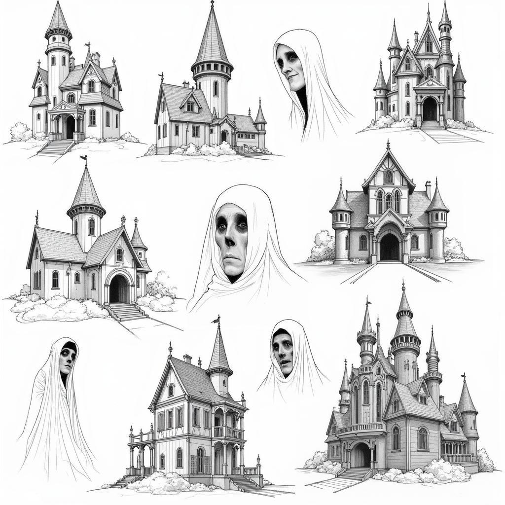 Early concept sketches for the Disney Haunted Mansion