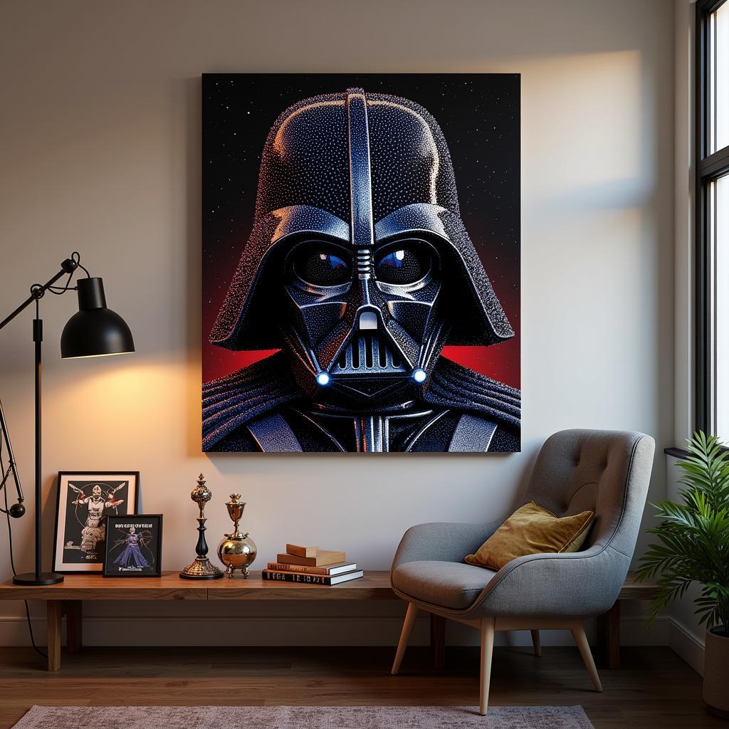 Displaying Finished Darth Vader Diamond Art