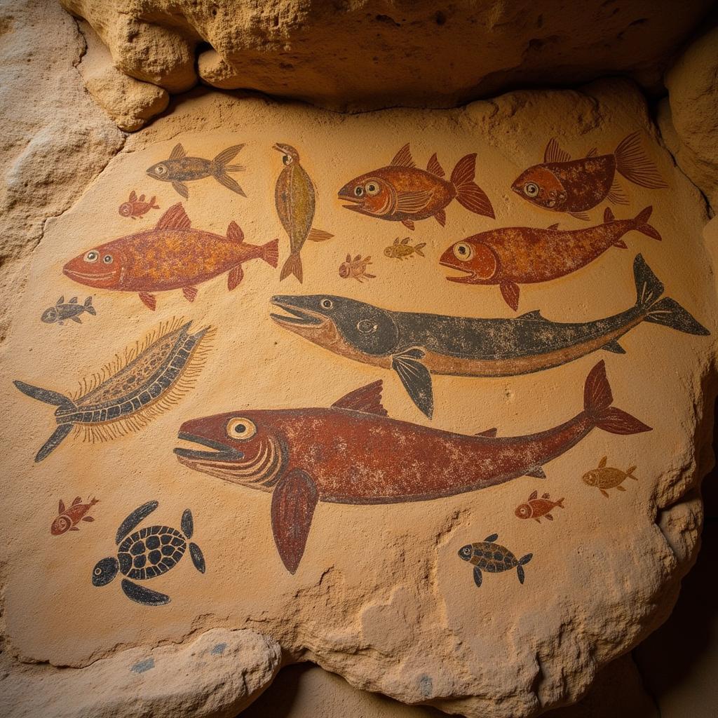 Ancient Cave Paintings Depicting Marine Life