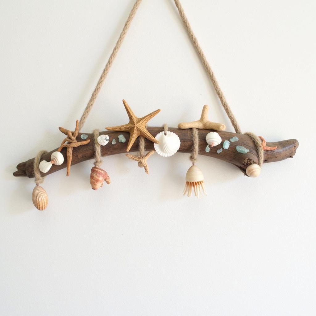 DIY Beach-Themed Wall Art Made from Driftwood and Seashells