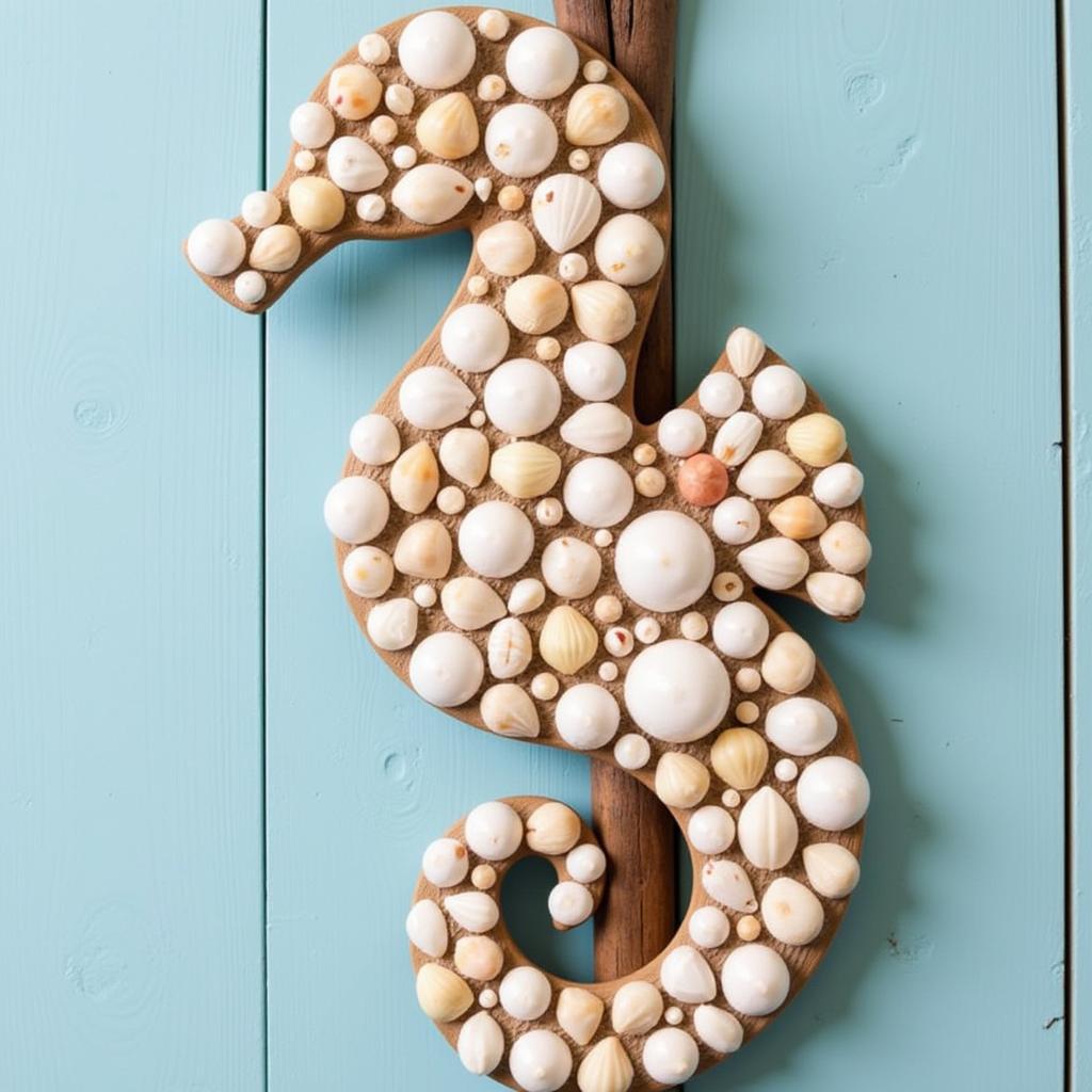 DIY seahorse wall art made from seashells