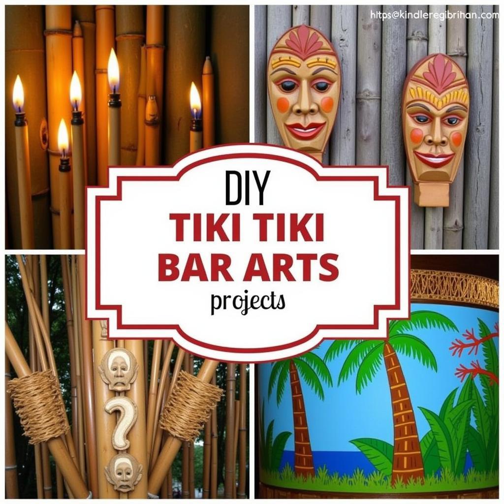 DIY tiki bar art projects with bamboo and wood carvings