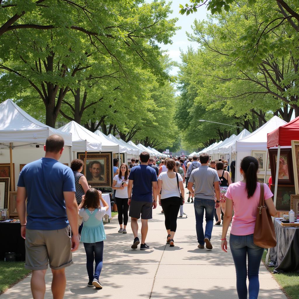 Visitors Enjoying Art at the Downers Grove Art Festival