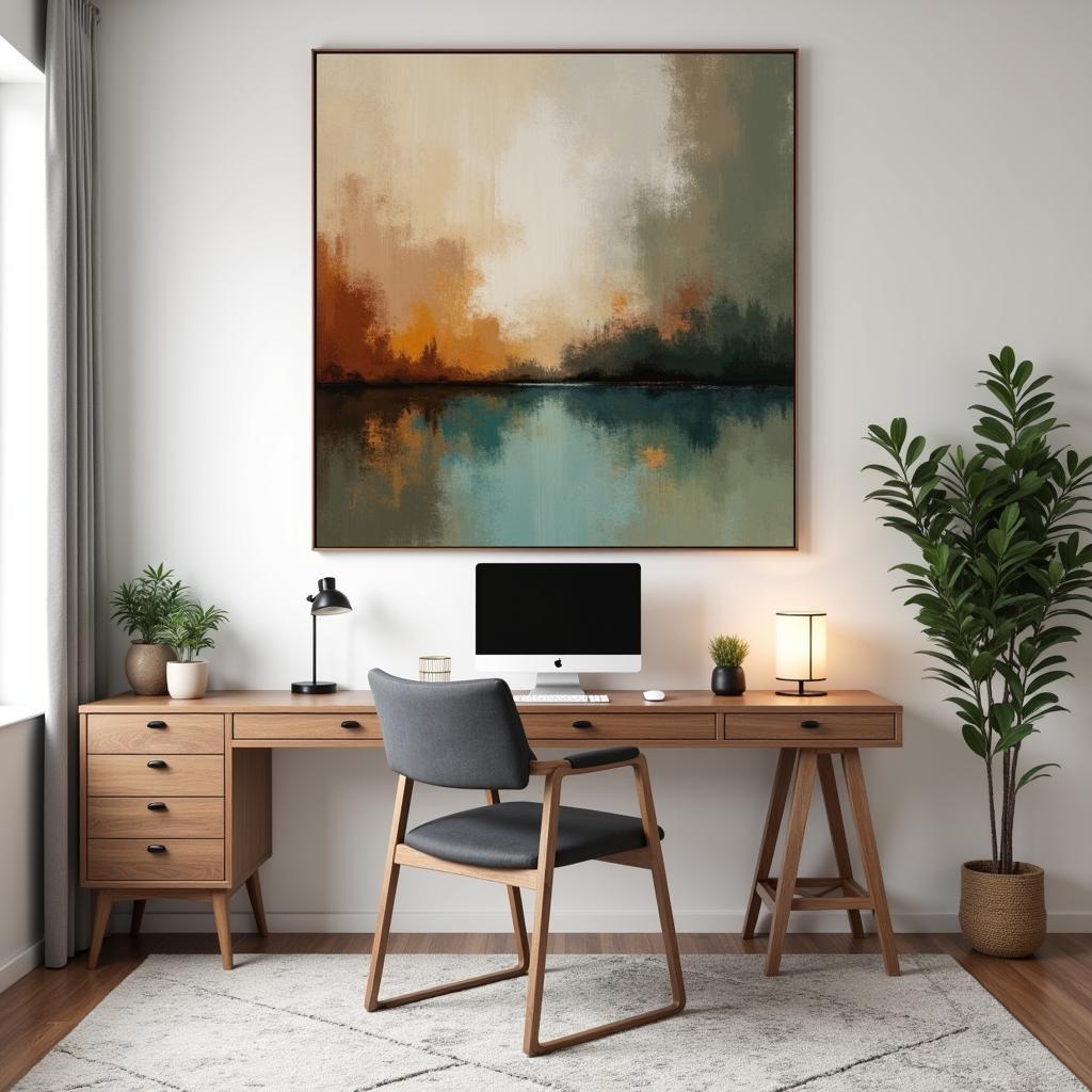 Earthy Tones Wall Art in a Home Office