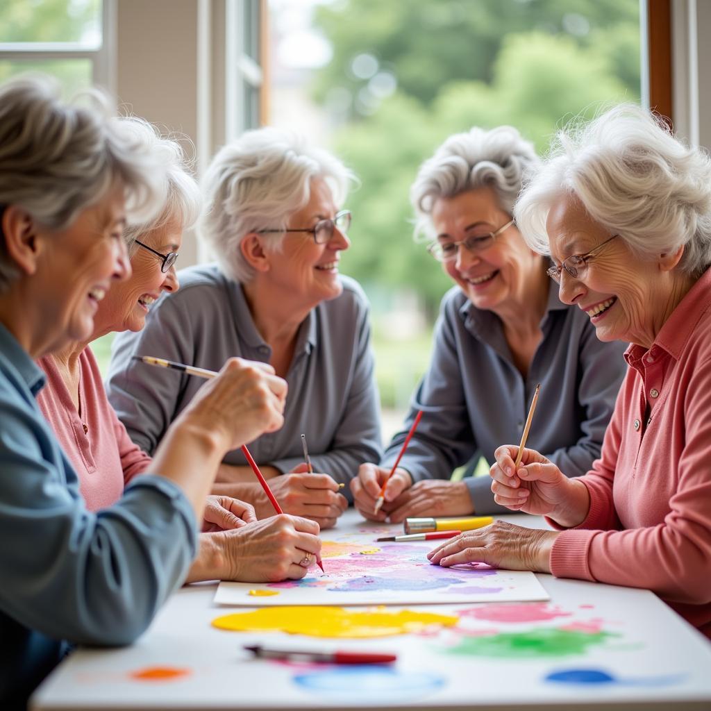 Elderly Individuals with Dementia Participating in Art Therapy