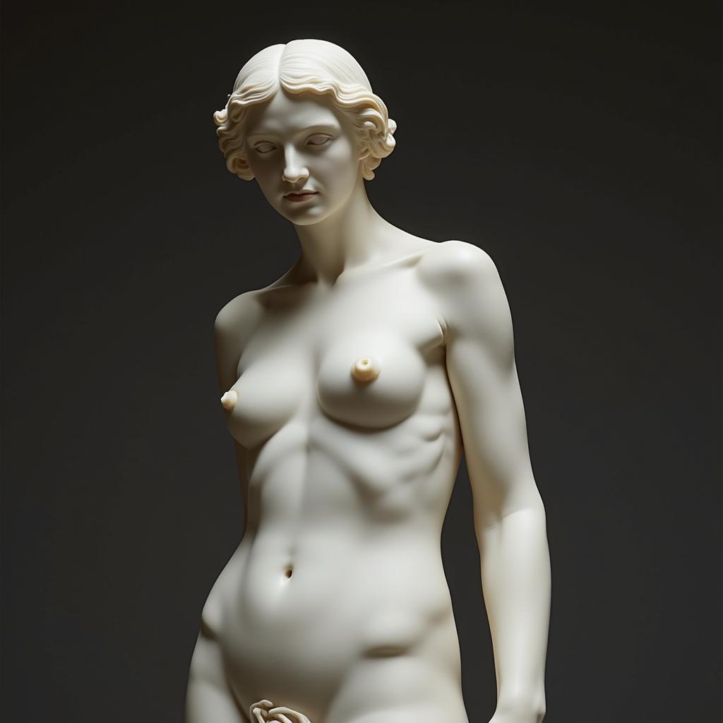 Renaissance sculpture of a female nude, showcasing the idealized beauty of the human form.