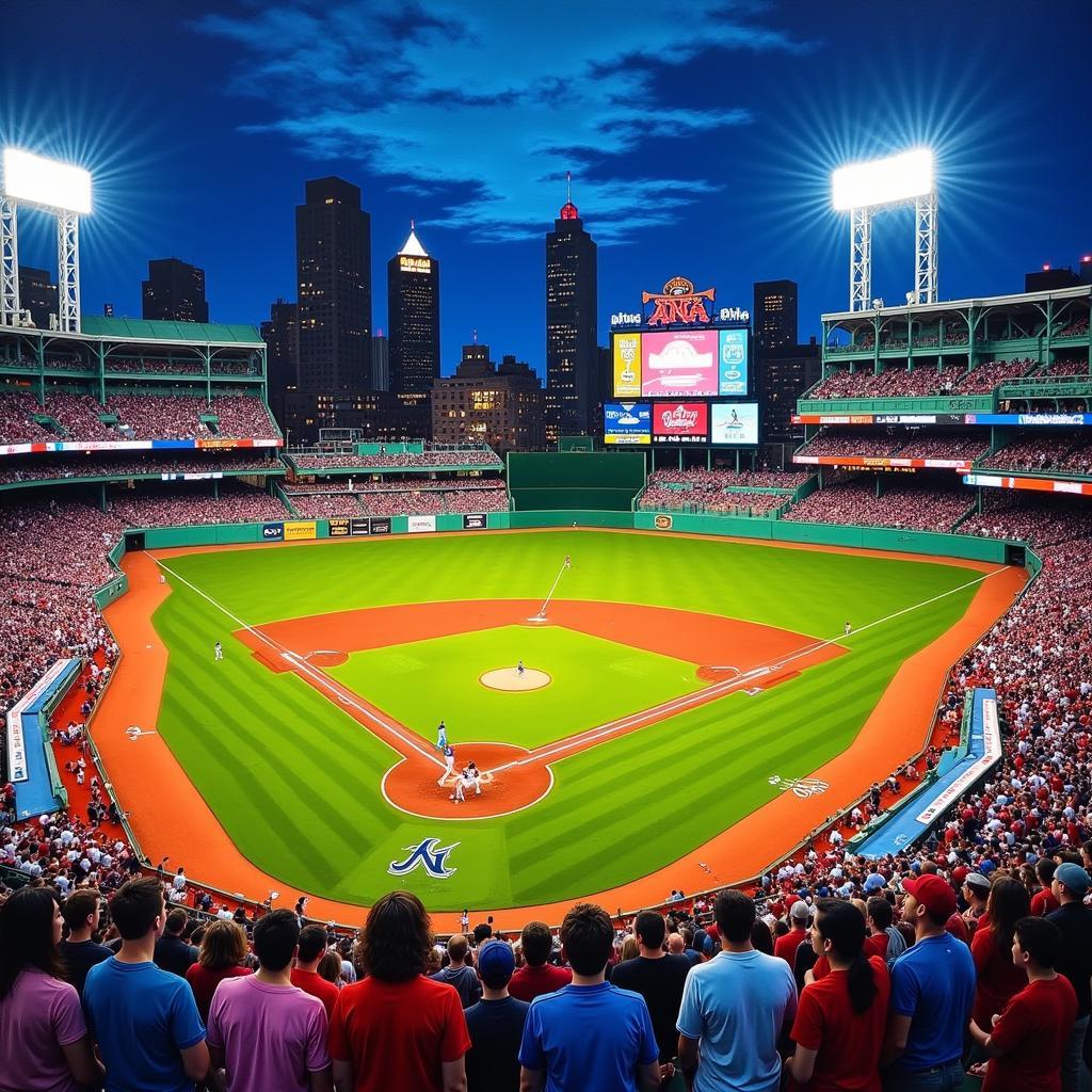 Fenway Park Painting of a Night Game