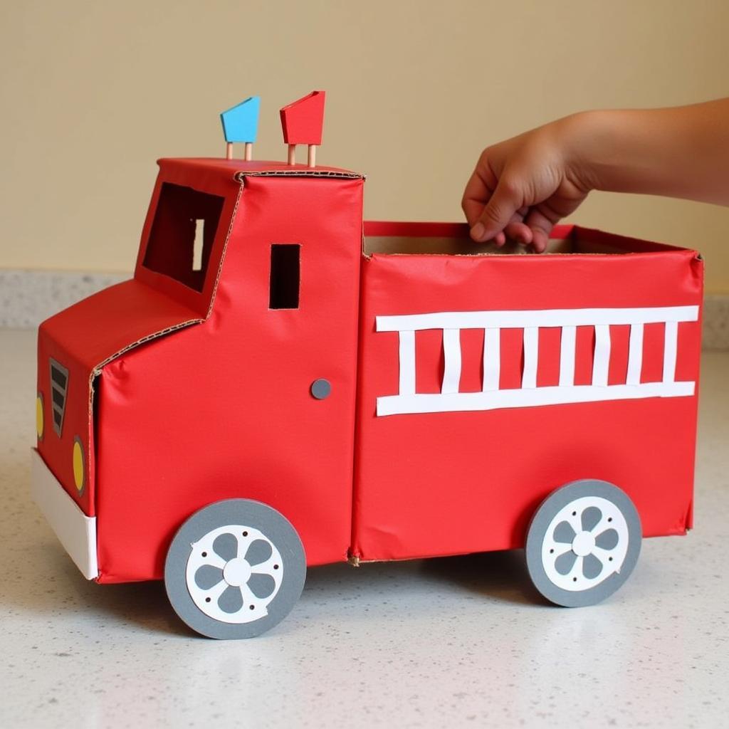 Fire Truck Craft with Recycled Materials